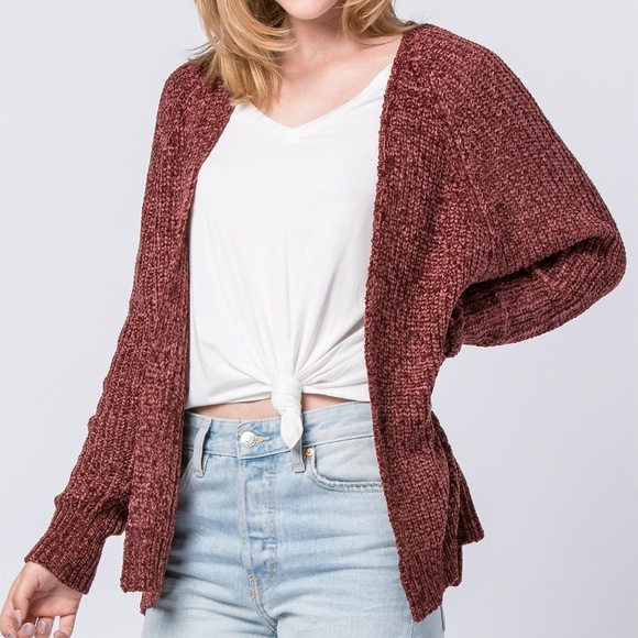 Sweaters - Chenille Open Knit Cardigan Sweater Warm NWT